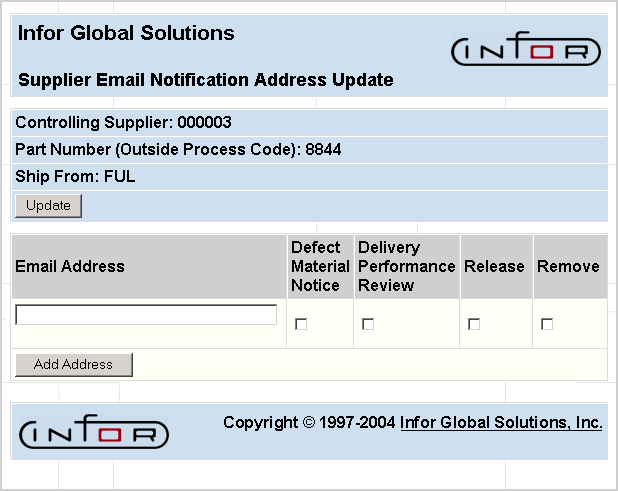 Supplier Email Notification Update
