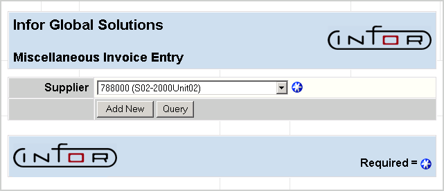 Miscellaneous Invoice Entry Main